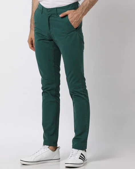 BLUE50 Men's Blue Teal Green color Fit Chinos Trousers  ( C-06)