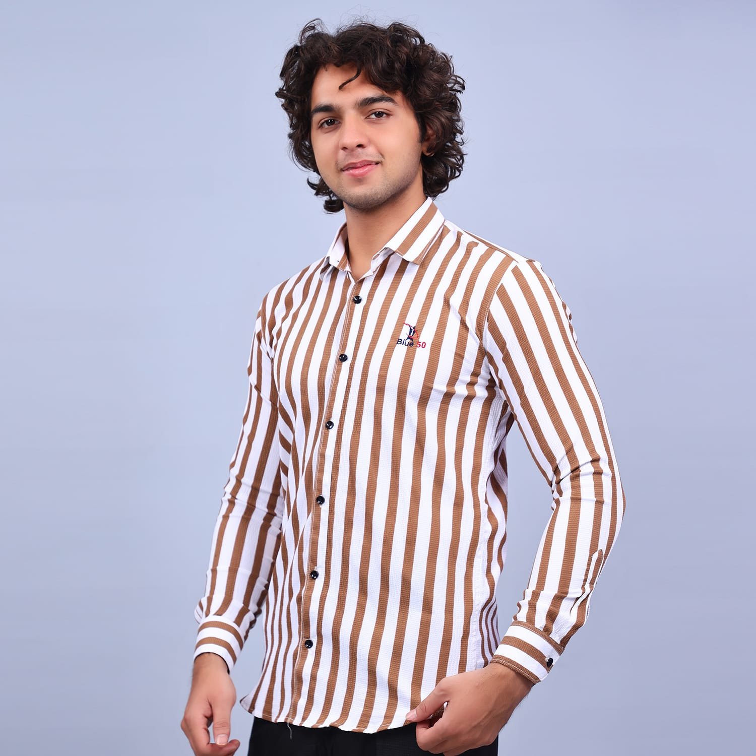 Blue50 Bronze Strip white shirt With full sleeve